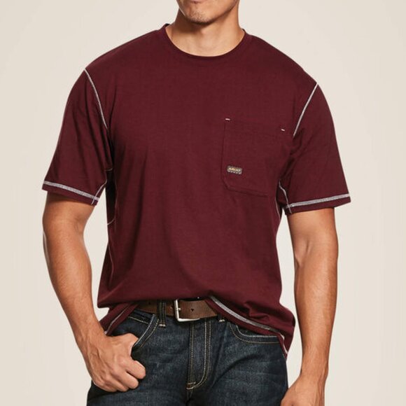 Ariat Rebar Workman T-Shirt Short Sleeve Workwear Men's Small S Malbec NWT - Picture 2 of 7